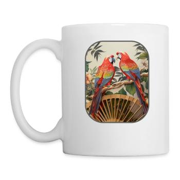 Japanese Fan Parrots Blended Beauty T Shirt - Mug - white - Left