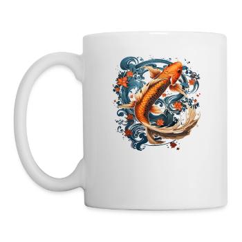 Équilibre de l’harmonie de la carpe koï et du corbeau - Mug blanc - blanc - Gauche