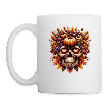Harvest Gratitude tête de mort chemise Thanksgiving Bounty - Mug blanc - blanc - Gauche