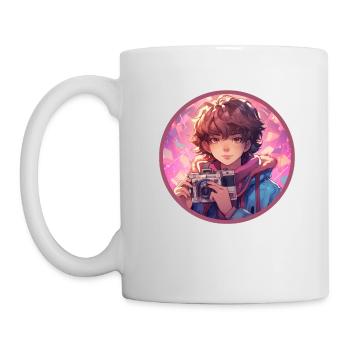 Indie Anime Boy Appareil photo vintage Vaporwave - Mug blanc - blanc - Gauche