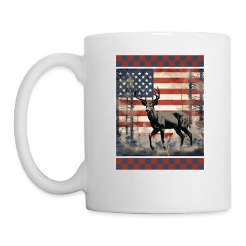 Dual Pattern American Flag Traditional Woodland - Mug - white - Left