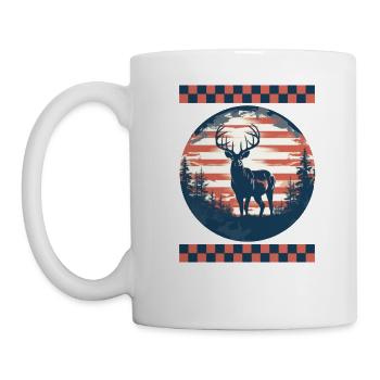 Kreisförmige amerikanische Flaggenpfeile, die auf Wald zeigen - Tasse - Weiß - Links
