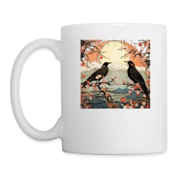Ukiyo e crow collage art - Mug - white - Left