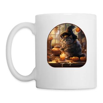 Magical Recipe Witchy Cat Brewing a Mushroom - Mug - white - Left