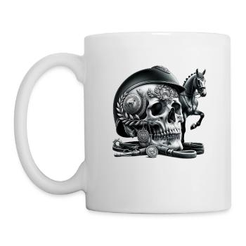 Equestrian Honor Totenkopf T-Shirt Edles Reiten und - Tasse - Weiß - Links
