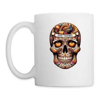 Feast of Thanks Skull Shirt Celebrating Gratitude - Mug - white - Left