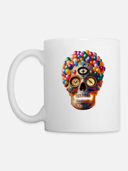 Fiesta Glow Skull T Shirt Albuquerque Balloon - Mug - white