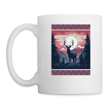 Dusk Forest American Flag Trees Mountain Camo - Mug - white - Left