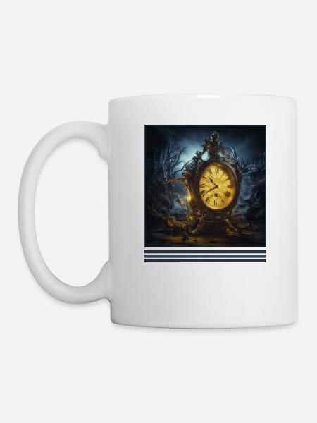 Mitternachtsuhr & Ghosts Vintage Gothic T-Shirt - Tasse - Weiß