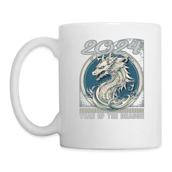 Chines New Year of Dragon Minimalist Line Art - Mug - white - Left
