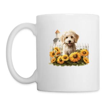 Labradoodle Chien Cottagecore Tournesol Joie Homme - Mug blanc - blanc - Gauche