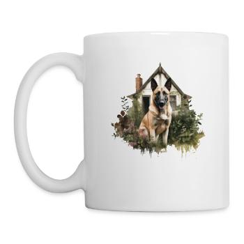 Chien Belge Malinois Cottagecore Gardien de la Forêt - Mug blanc - blanc - Gauche
