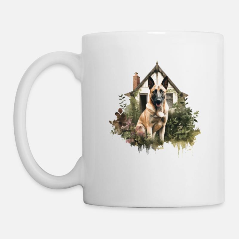 Belgischer Malinois Cottagecore Hund Waldwächter - Tasse - Weiß