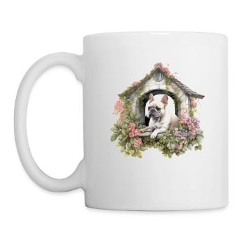 French Bulldog Cottagecore Rose Arbor Retreat Men - Mug - white - Left