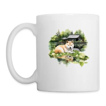 Akita Dog Pondside Cottagecore Serenity Homme Femme - Mug blanc - blanc - Gauche