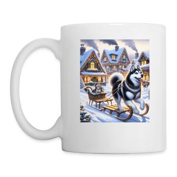 Siberian Husky Cottagecore Winter Wonderland Men - Mug - white - Left