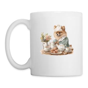 Pomeranian Cottagecore Tea Party Men Women - Mug - white - Left