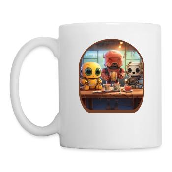 Mecha Robots Anime Mignon Boba Thé Jeux - Mug blanc - blanc - Gauche