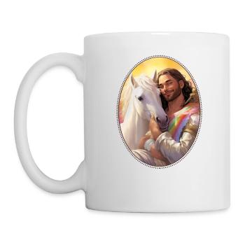 Jesus Snuggling Unicorn T Shirt, Christian - Mug - white - Left
