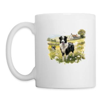Border Collie Hund Cottagecore Schäferhund - Tasse - Weiß - Links