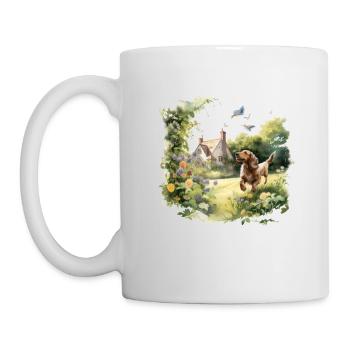 Teckel Chien Cottagecore Meadow Frolic Hommes Femmes - Mug blanc - blanc - Gauche