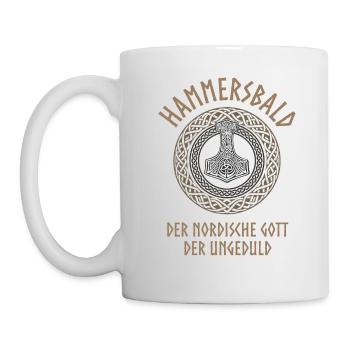 Hammersbald - Funny Gott der Ungeduld - Wikinger - Tasse - Weiß - Links