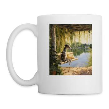 Greyhound Lakeside Cottagecore Dog Retreat Men - Mug - white - Left