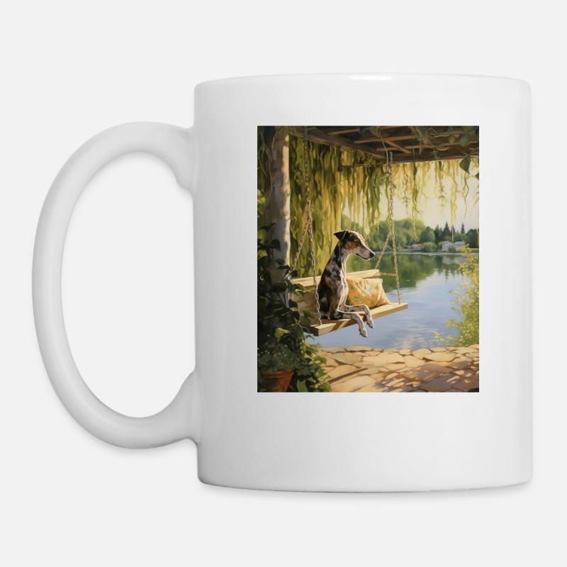 Greyhound Lakeside Cottagecore Dog Retreat Men - Mug - white