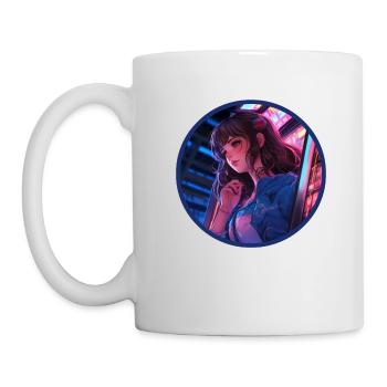 Jukebox Anime Girl Vaporwave Neon Glow Retro - Mug - white - Left