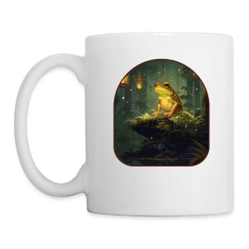 Mystische Froschlaterne Glühwürmchen Nachtwald - Tasse - Weiß - Links