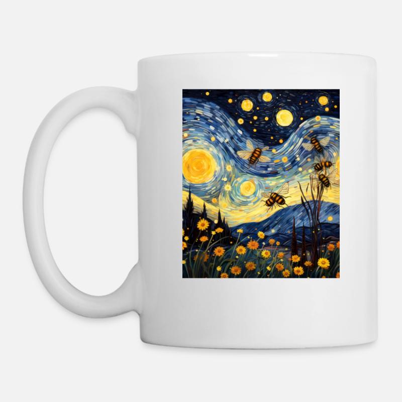 Honey Bee Starry Night Shirt - Mug - white