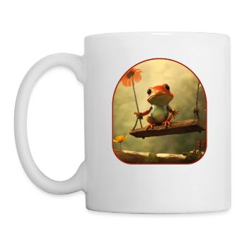 Frosch Marienkäfer Wippe Spielplatz Spaß Cottagecore T - Tasse - Weiß - Links