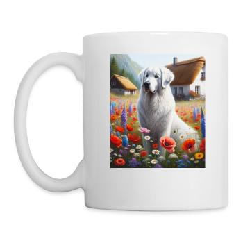 Kuvasz Dog Cottagecore Meadow Serenity Hommes Femmes - Mug blanc - blanc - Gauche