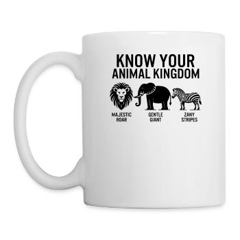 Dschungel-Shirt, kenne deinen tierischen Königreich-Löwen - Tasse - Weiß - Links
