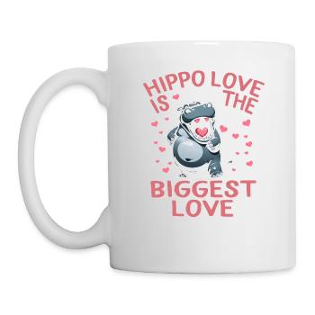Valentines Day Shirt, Hippo Love Is The Biggest - Mug - white - Left