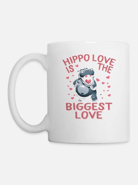 Chemise de la Saint-Valentin, Hippopotame L’amour est le plus grand - Mug blanc - blanc