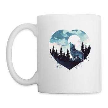 Wolfsherz Mond Heulen Valentinstag Wildnis - Tasse - Weiß - Links