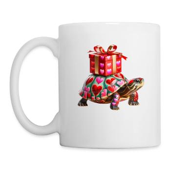Turtle Shell Hearts Valentine's Day Slow and Sure - Mug - white - Left