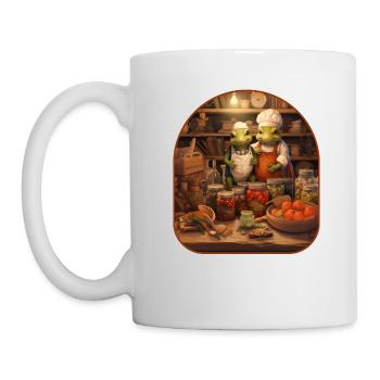 Frosch Kaninchen Marmelade Herstellung Beeren Ernte Cottagecore - Tasse - Weiß - Links