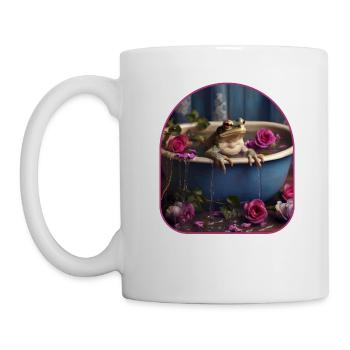 Baignoire Grenouille Relaxante Pétales De Fleurs Cottagecore - Mug blanc - blanc - Gauche
