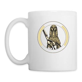 Main Tenant Des Ciseaux Chien Toiletteur Contour Animal De Compagnie - Mug blanc - blanc - Gauche