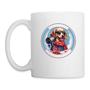 Caricature Dog Hairdryer Bandana Grooming Cute - Mug - white - Left