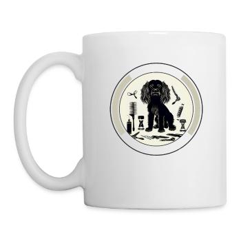Hundesilhouette gefüllte Pflegewerkzeuge Haustierpflege - Tasse - Weiß - Links