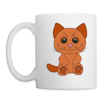 Süße braune Katze - Tasse - Weiß - Links