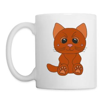 Süße kleine Katze - Tasse - Weiß - Links