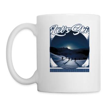 Let's Ski Ski fahren Mondbeschienenes Schattentheater Puppenspieler Peaks - Tasse - Weiß - Links