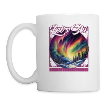 Let’s Ski Northern Lights Skiing Aurora Alpine - Mug - white - Left