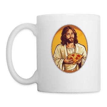 Jesus Snuggling Pizza Slice T Shirt, Christian - Mug - white - Left