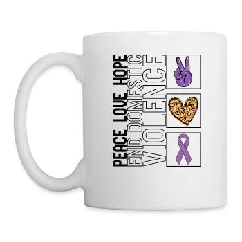 Domestic Violence Awareness Shirt, Peace Love - Mug - white - Left
