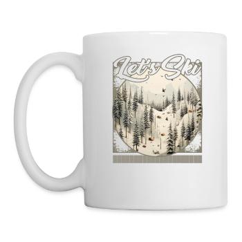Let’s Ski Alpine Ski Forest Snow Stuck Skis Bird - Mug - white - Left